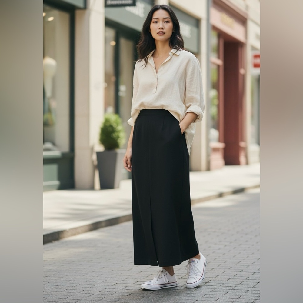 Casual Corner Elegant Long Black Women's Skirt - Picture 7 of 9